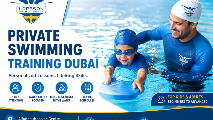 Private swimming training Dubai session for kids and adults with expert swim instructor