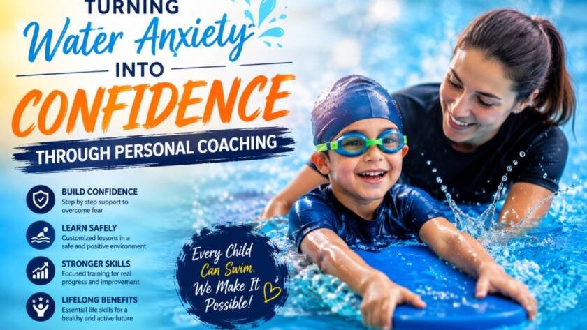 A child learning swimming skills with a dedicated instructor during private swimming lessons