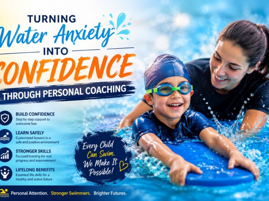 A child learning swimming skills with a dedicated instructor during private swimming lessons